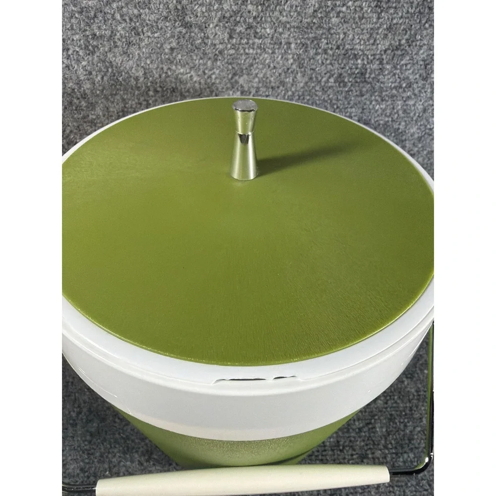 Vintage West Bend Avocado Green Ice Bucket Mid Century Modern MCM Made in USA